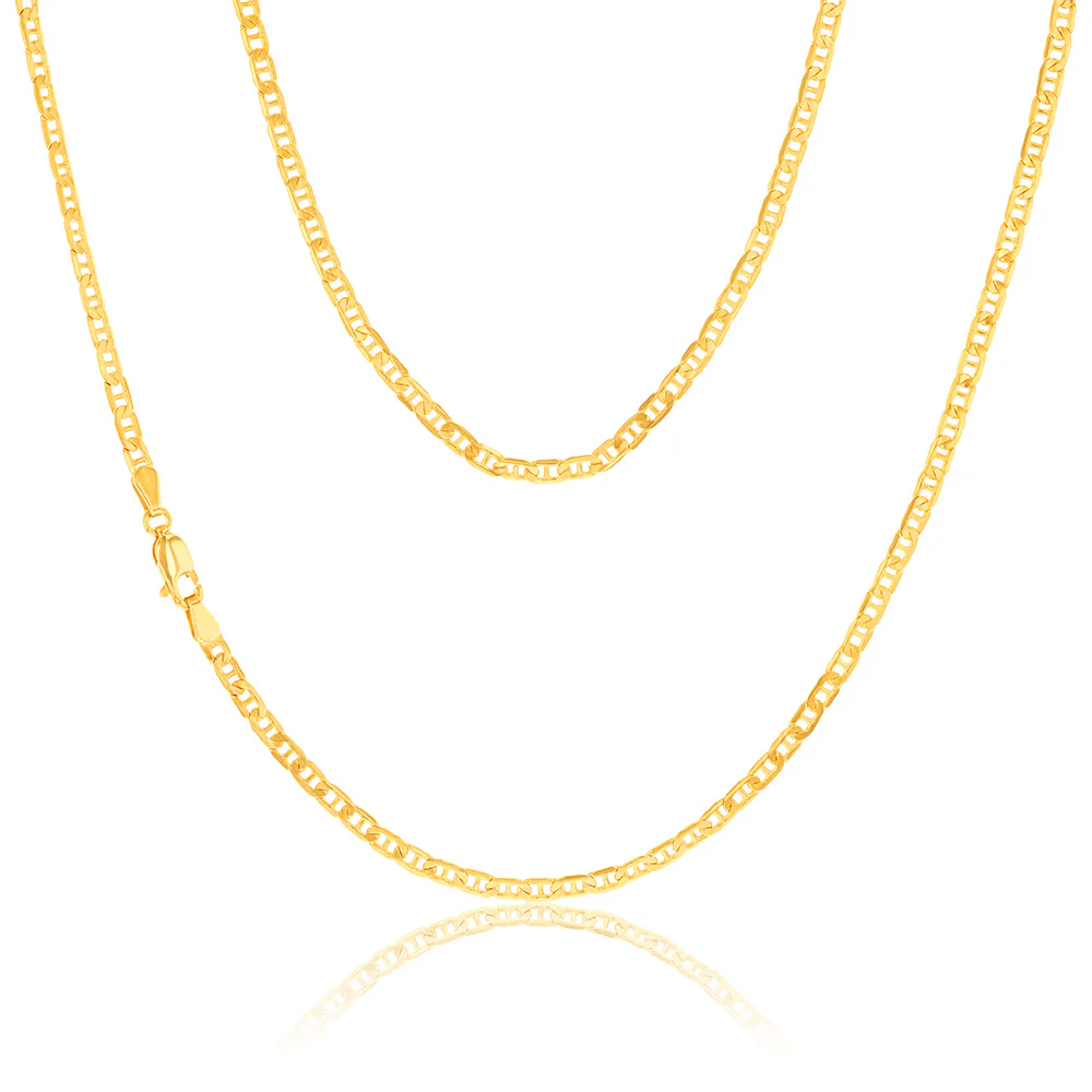 9ct Yellow Gold Silver Filled Anchor 80 Gauge 50cm Chain