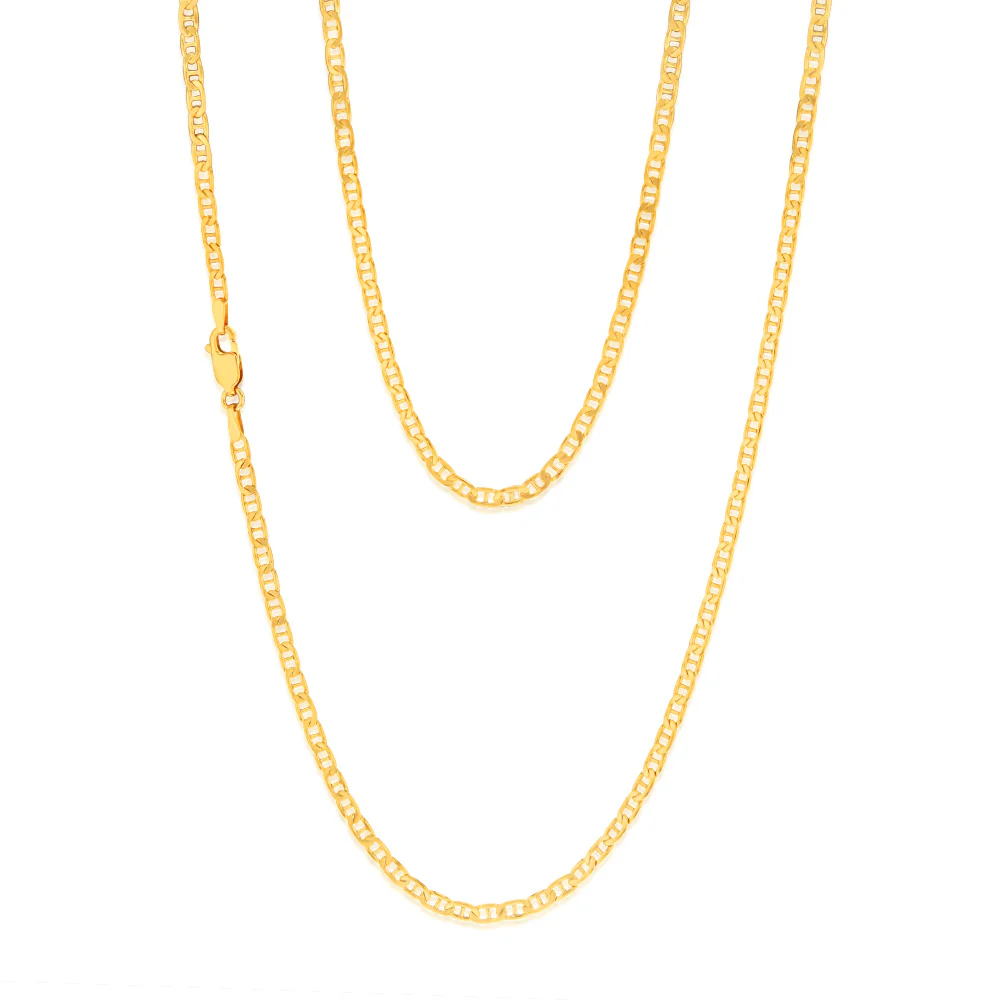 9ct Yellow Gold Silver Filled Anchor 80 Gauge 55cm Chain