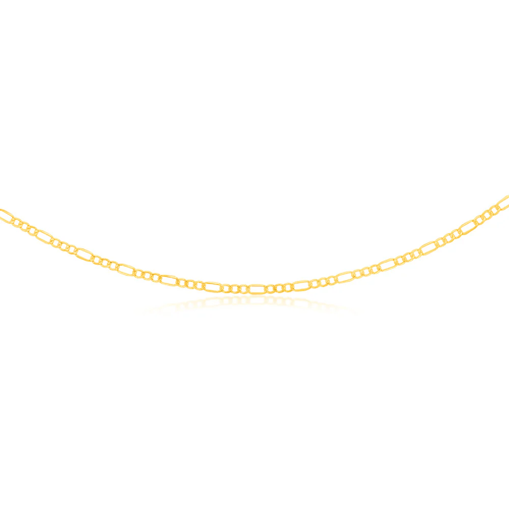 9ct Yellow Gold Silver Filled Bevelled 1:3 Figaro 80 Gauge 50cm Chain - Image 2