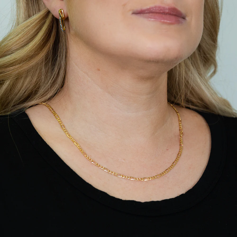 9ct Yellow Gold Silver Filled Bevelled 1:3 Figaro 80 Gauge 50cm Chain - Image 3