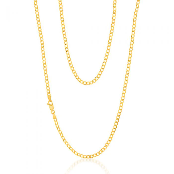 9ct Yellow Gold Silver Filled Bevelled Curb 80 Gauge 60cm Chain