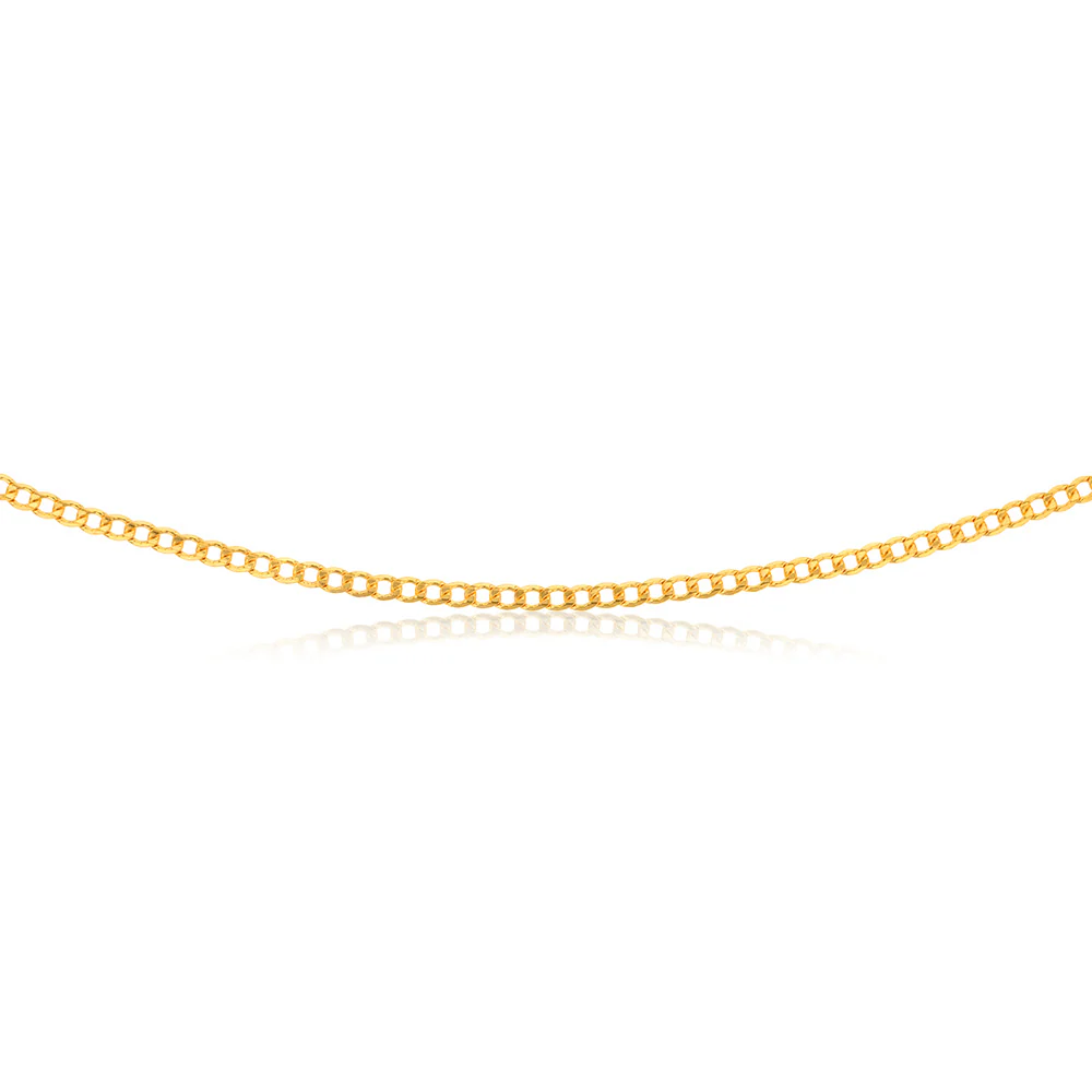 9ct Yellow Gold Silver Filled Bevelled Curb 80 Gauge 60cm Chain - Image 2