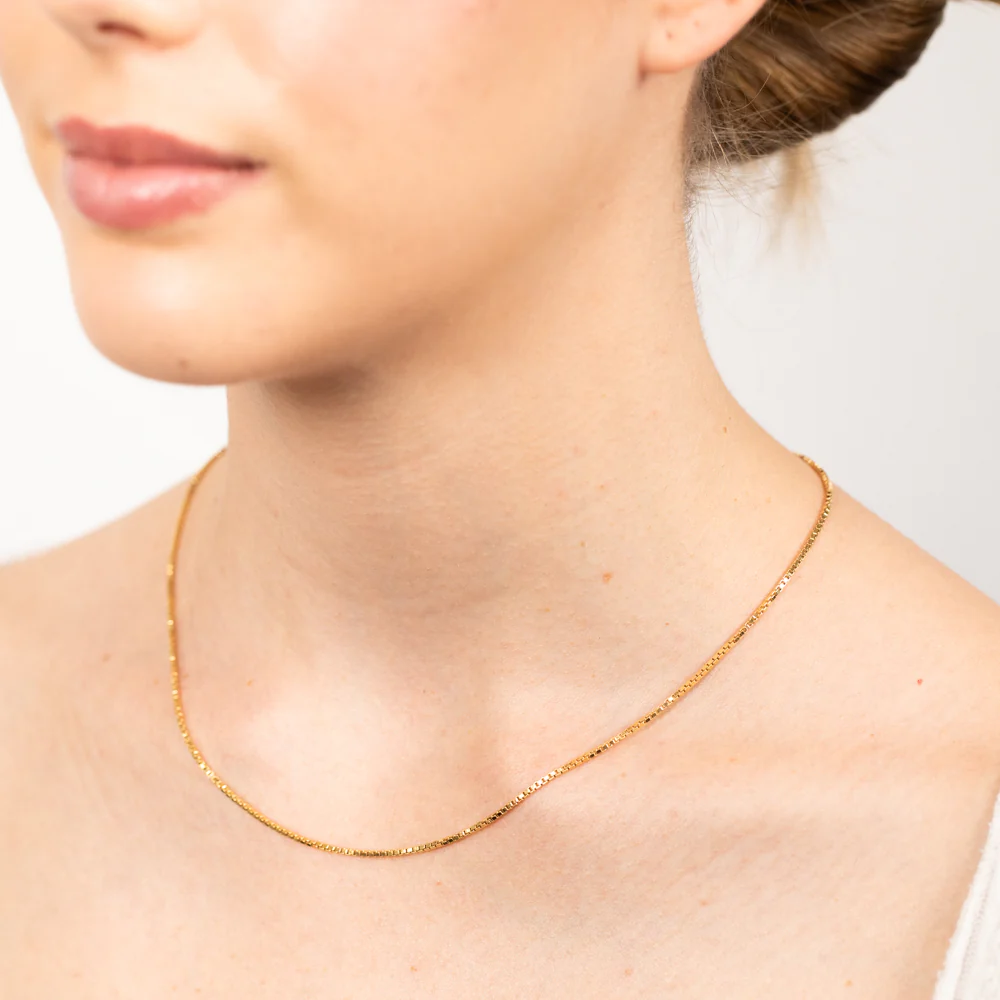 9ct Yellow Gold Silver Filled Box Link 45cm chain - Image 4