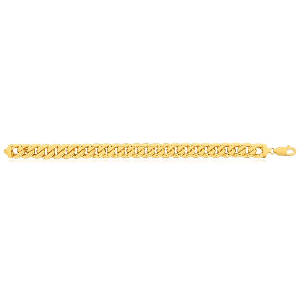 9ct Yellow Gold Silver Filled Concave 21cm Curb Bracelet - Image 2