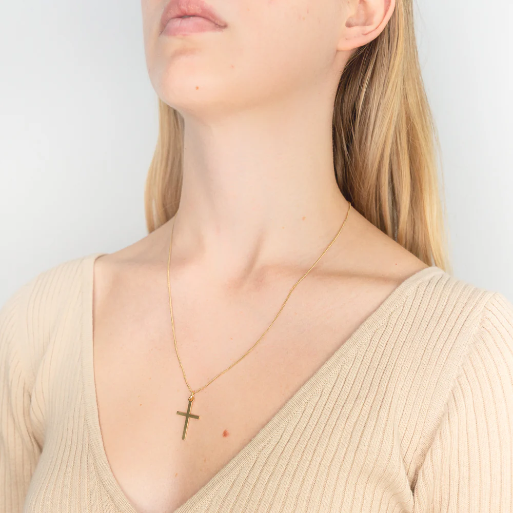 9ct Yellow Gold Silver Filled Cross 25mm Pendant - Image 2