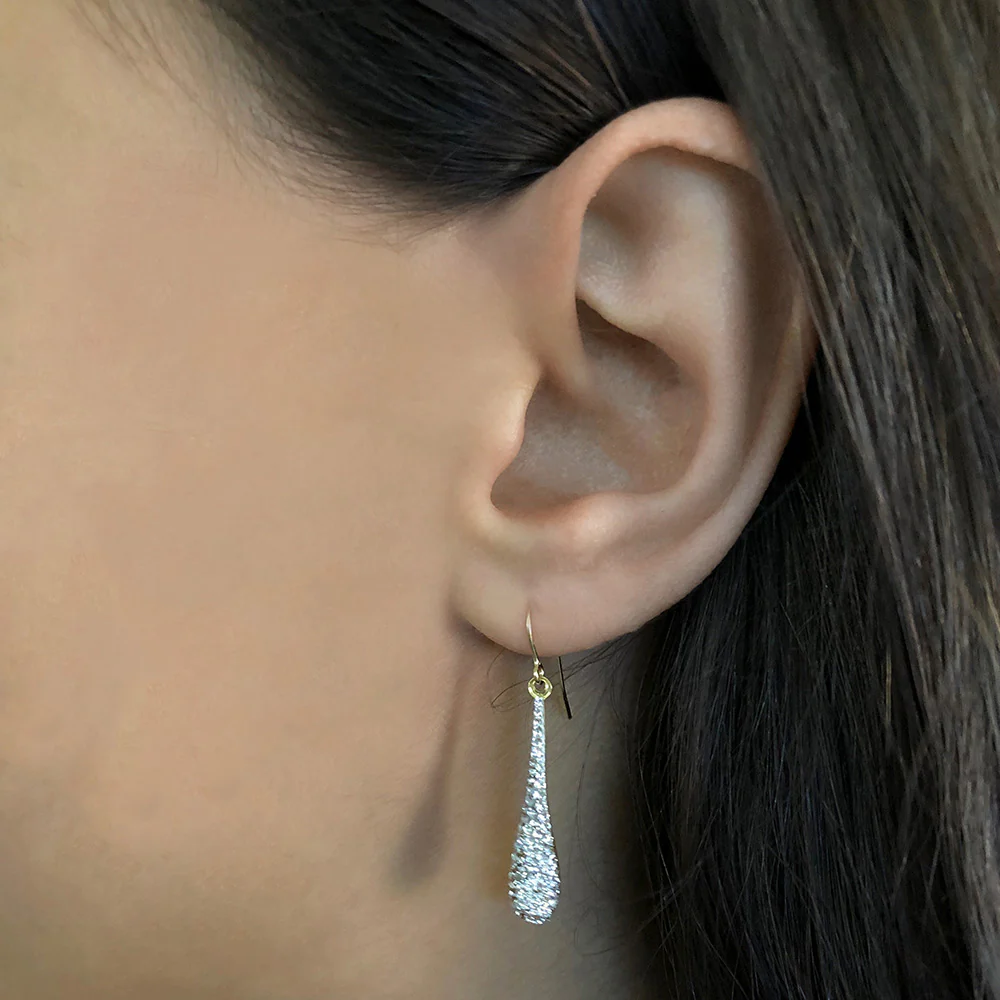 9ct Yellow Gold Silver Filled Crystal Long Drop Earrings - Image 2