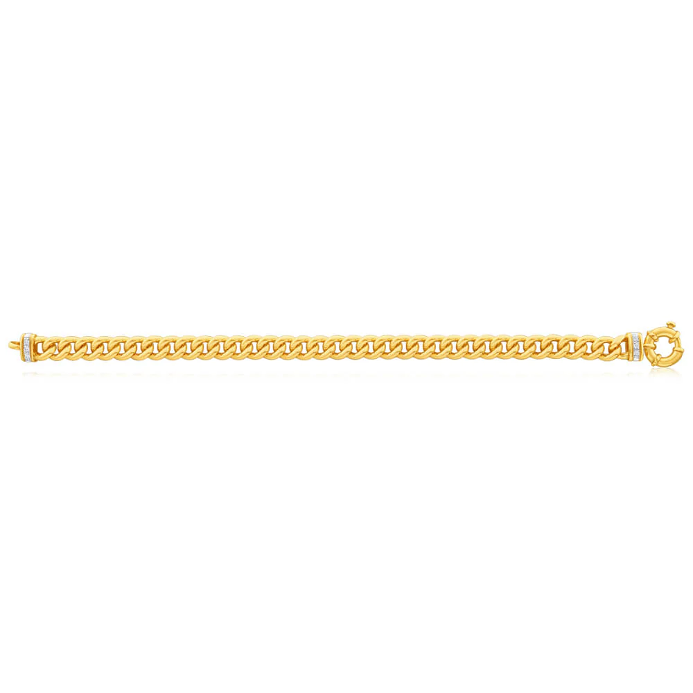 9ct Yellow Gold Silver Filled Cubic Zirconia 20cm Curb Bracelet - Image 2