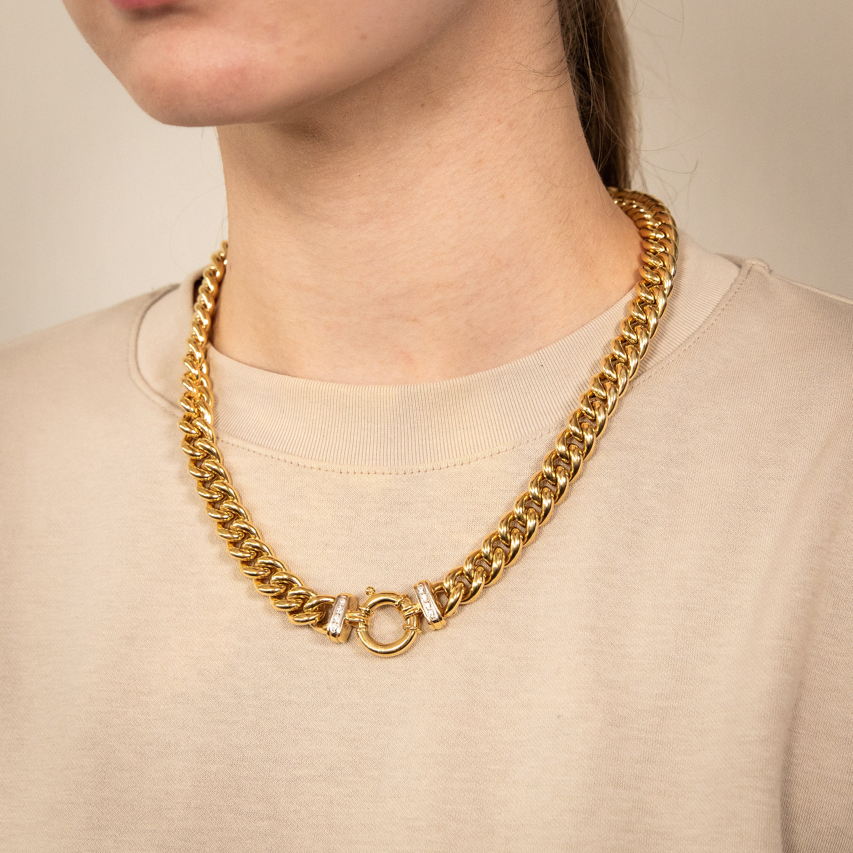 9ct Yellow Gold Silver Filled Cubic Zirconia 50cm Curb Chain - Image 3