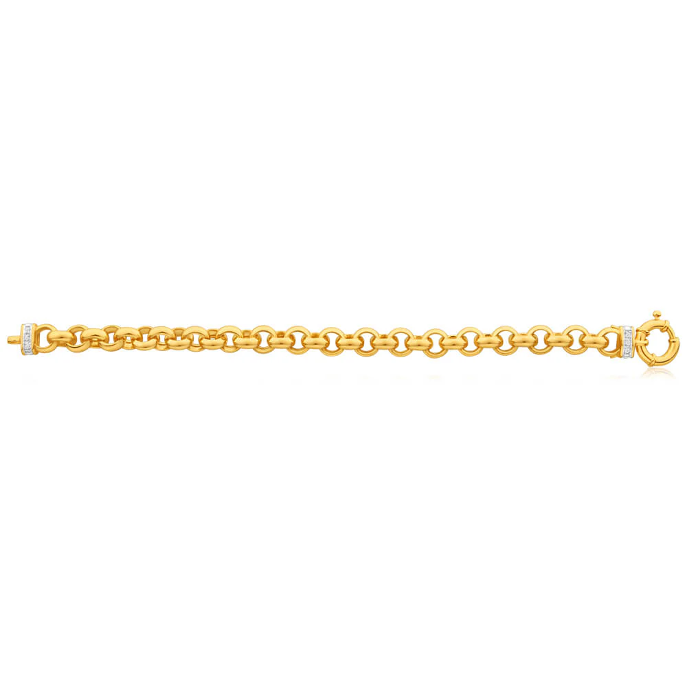 9ct Yellow Gold Silver Filled Cubic Zirconia Belcher 20cm Bracelet - Image 2