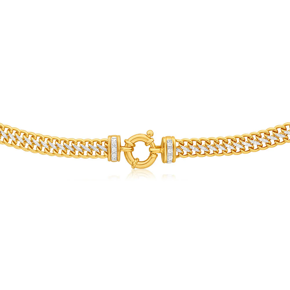 9ct Yellow Gold Silver Filled Cubic Zirconia Mesh Chain - Image 2