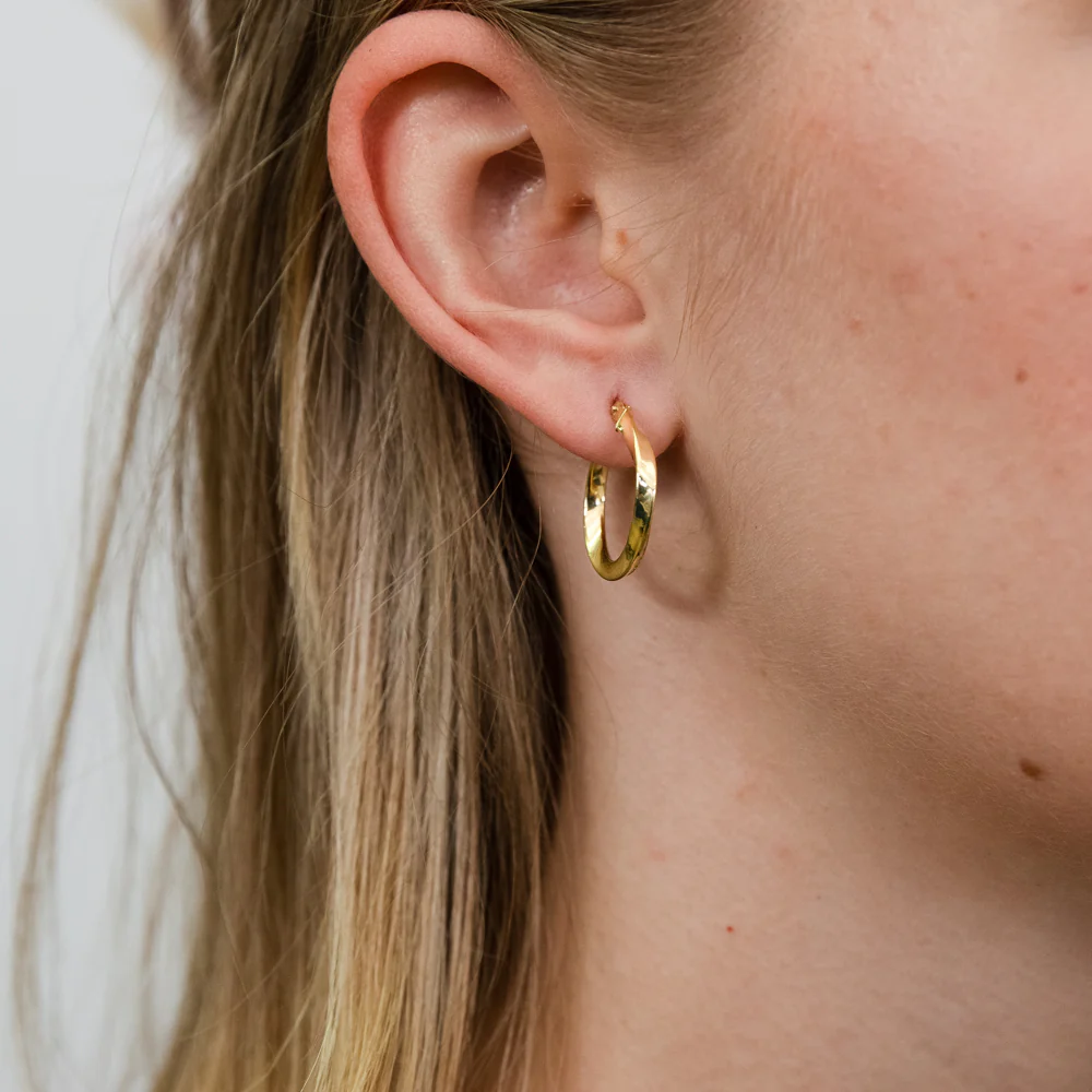 9ct Yellow Gold Silver Filled Cubic Zirconia On Twisted 15mm Hoop Earrings - Image 2