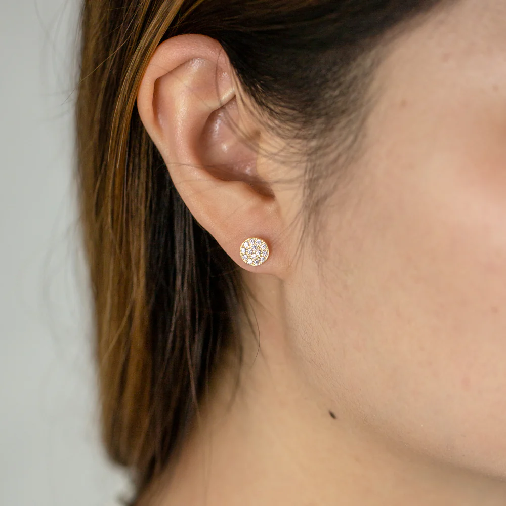 9ct Yellow Gold  Silver Filled Cubic Zirconia Round Stud Earrings - Image 2