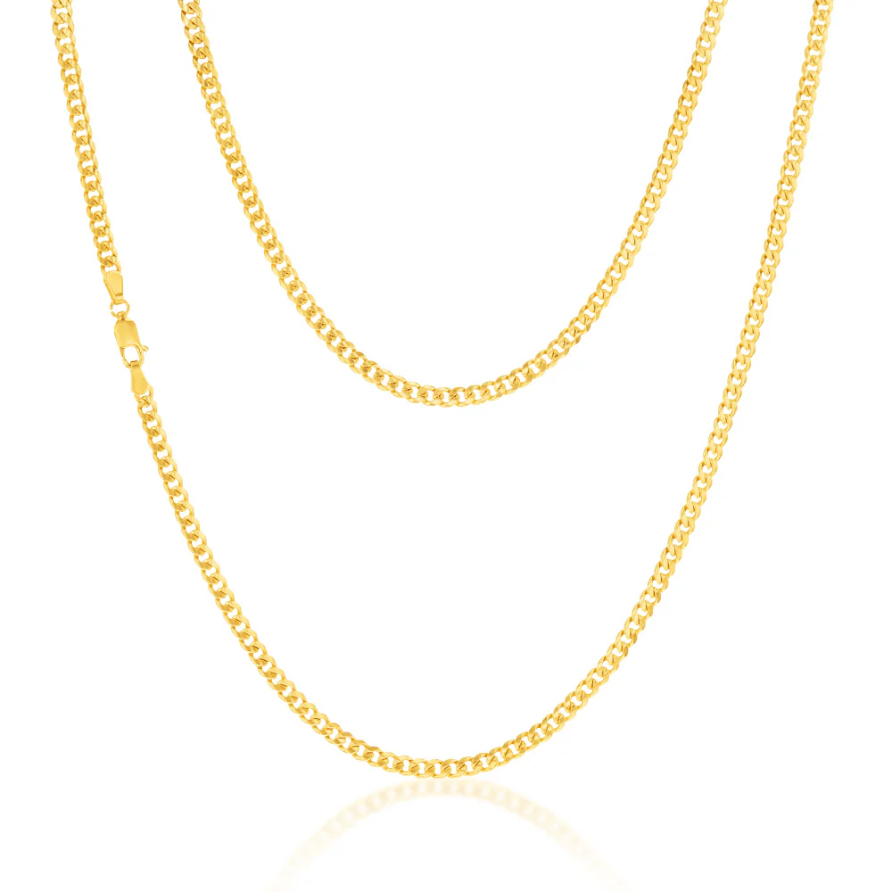 9ct Yellow Gold Silver Filled Curb 100 Gauge 55cm Chain