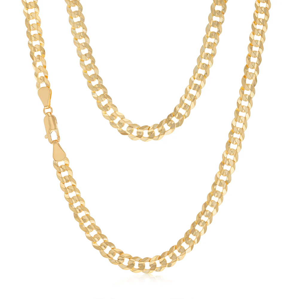 9ct Yellow Gold Silver Filled Curb Concave Lightweight 130 Gauge 55cm Chain