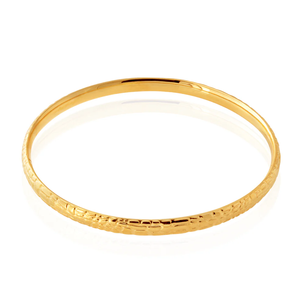9ct Yellow Gold Silver Filled Diamond Cut Bangle - Image 2