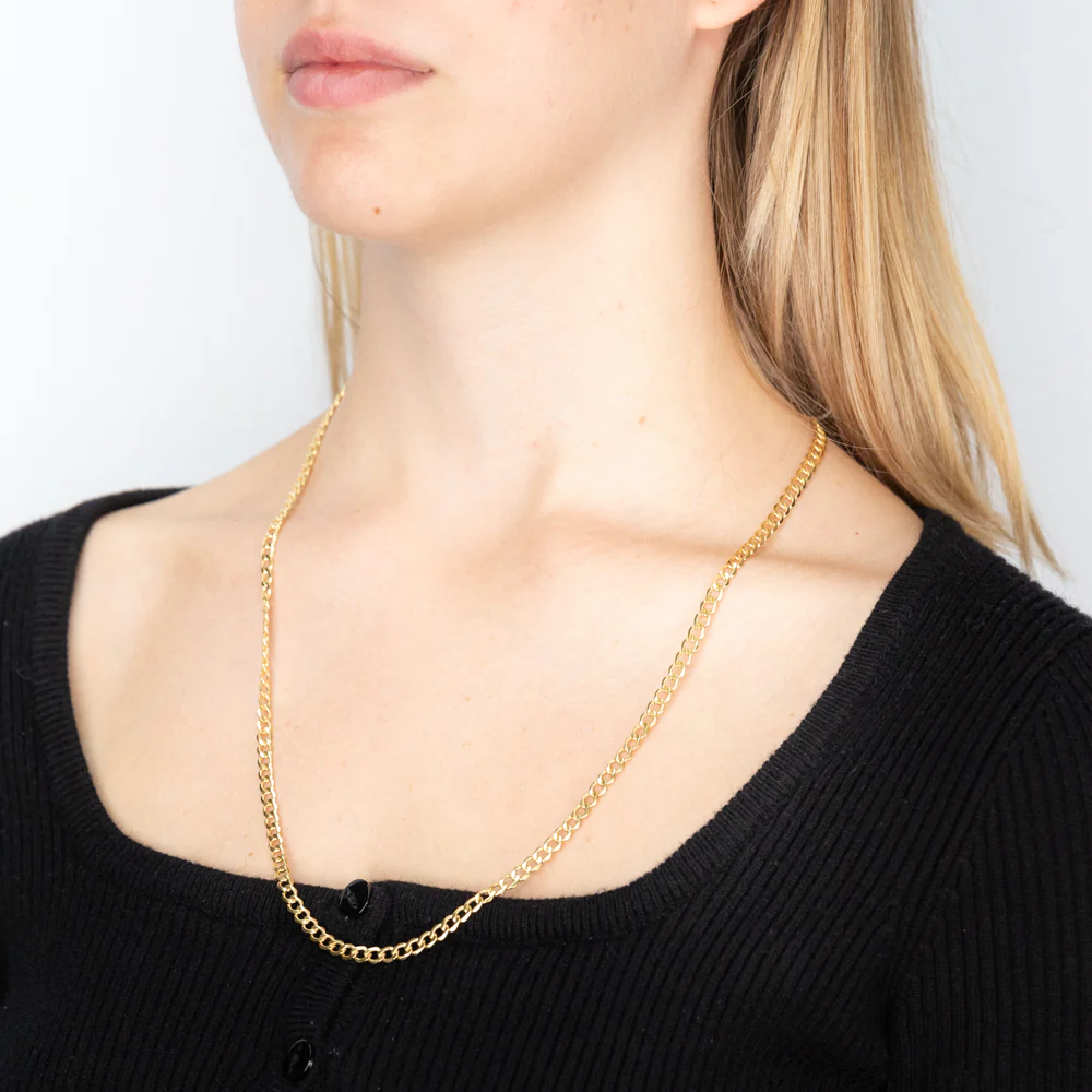 9ct Yellow Gold Silver Filled Diamond Cut Curb 100Gauge 60cm Chain - Image 3