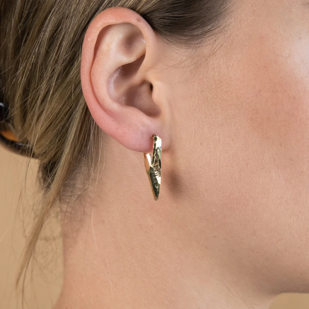 9ct Yellow Gold Silver Filled Diamond Cut Groove Oval Earrings - Image 2