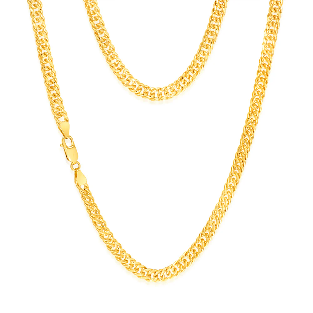 9ct Yellow Gold Silver Filled Double Concave 120 Gauge Curb 50cm Chain