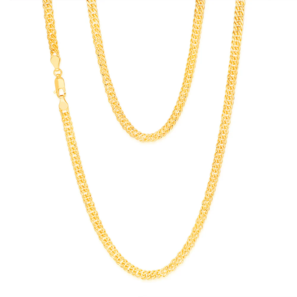 9ct Yellow Gold Silver Filled Double Concave 80 Gauge Curb 45cm Chain