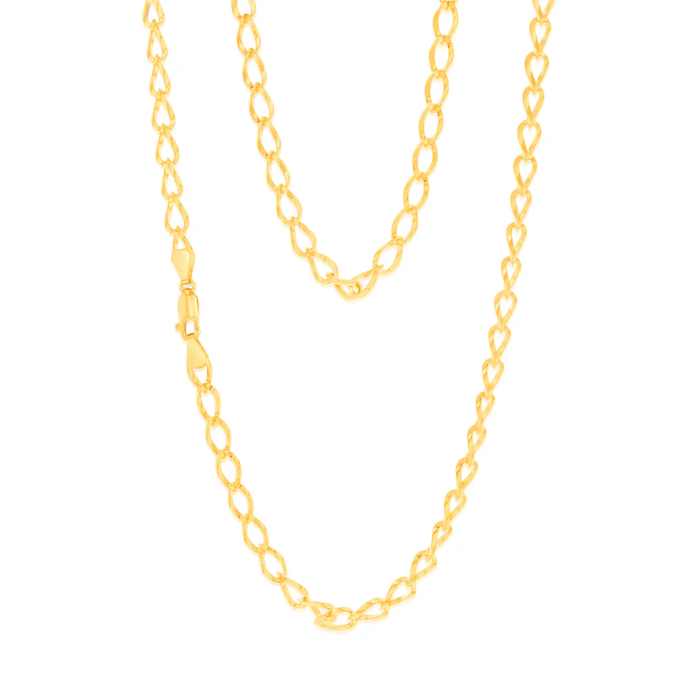 9ct Yellow Gold Silver Filled Fancy 140 Gauge 55cm Chain