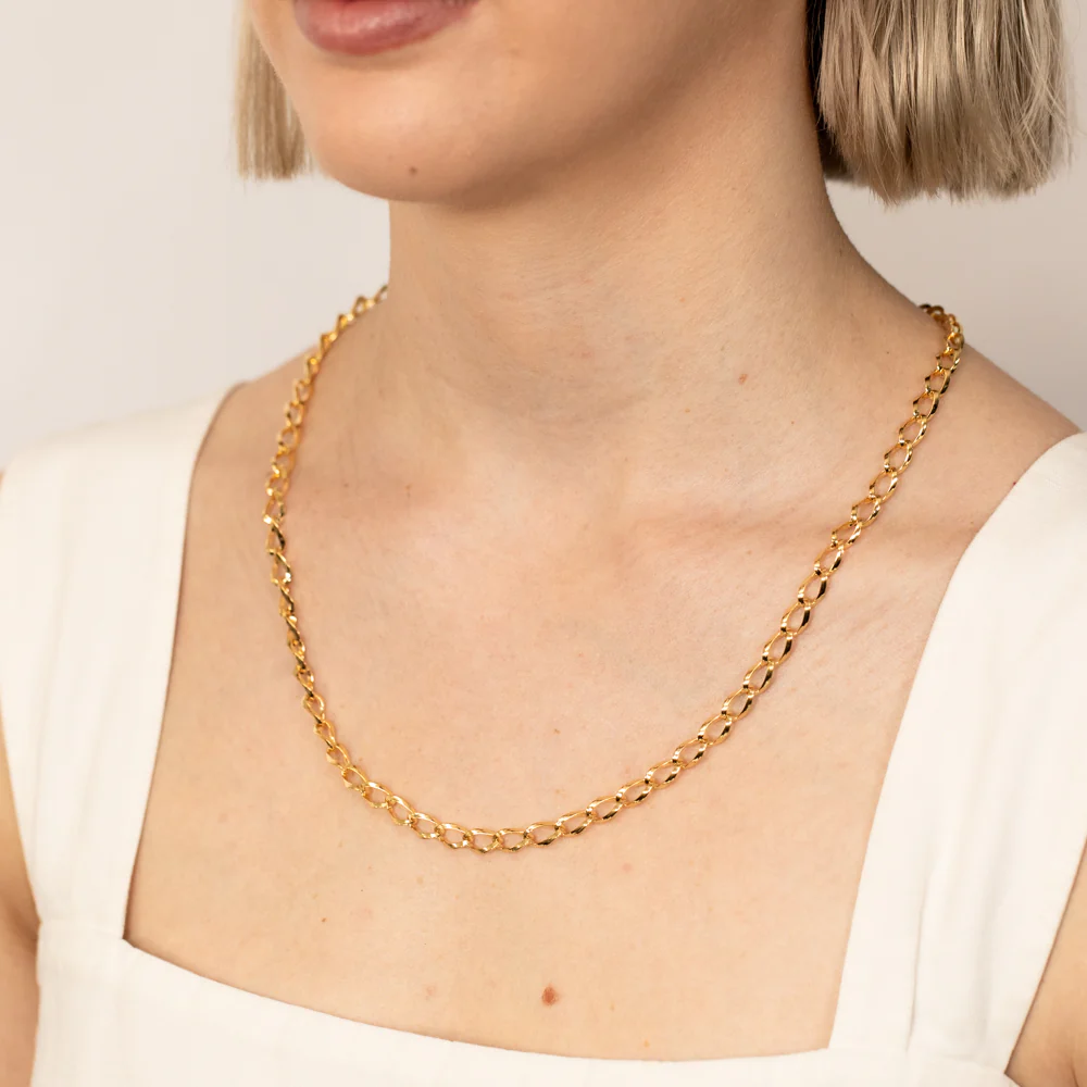 9ct Yellow Gold Silver Filled Fancy 140 Gauge 55cm Chain - Image 3