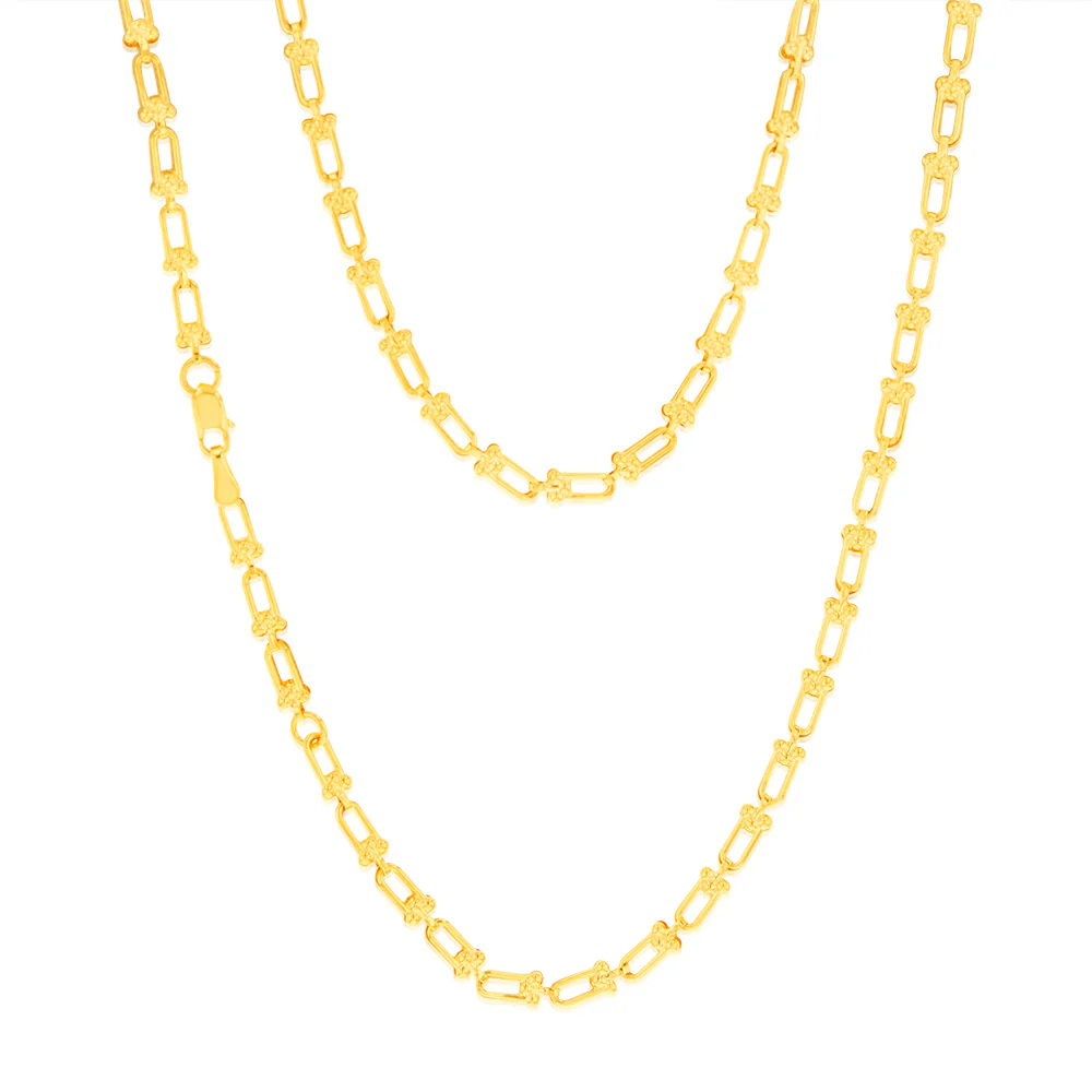 9ct Yellow Gold Silver-Filled Fancy 45cm Chain.