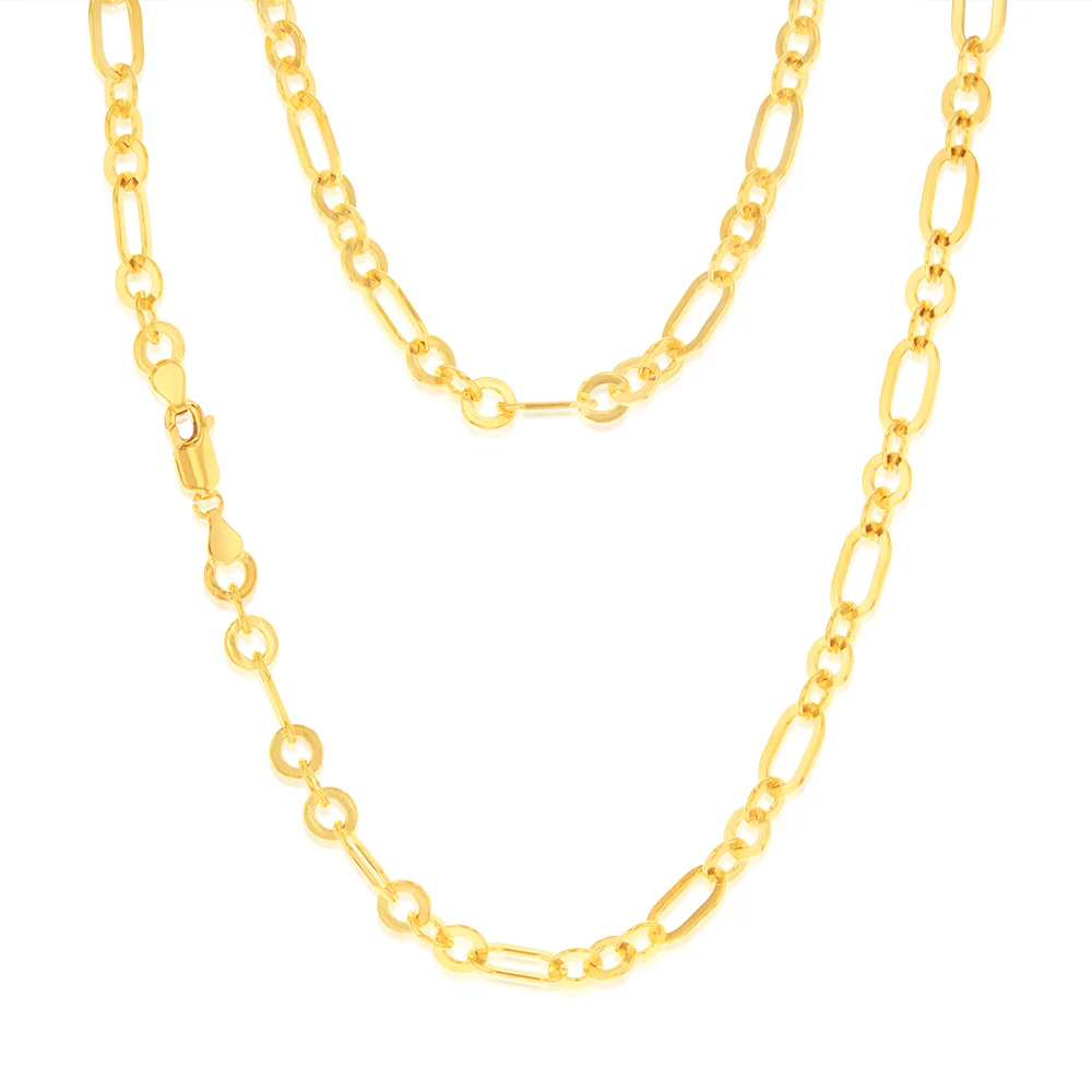 9ct Yellow Gold Silver filled Fancy 45cm Chain
