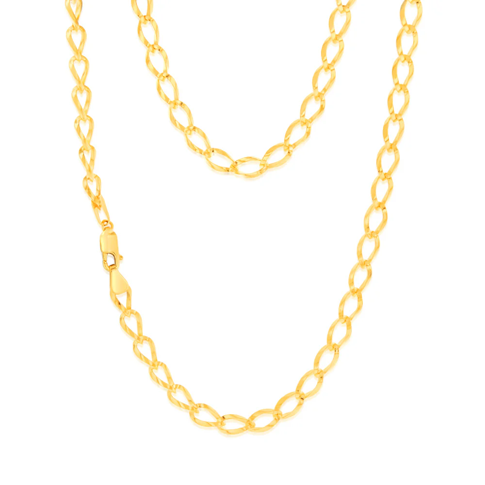 9ct Yellow Gold Silver Filled Fancy 45cm Chain