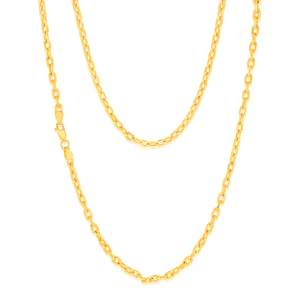 9ct Yellow Gold Silver Filled Fancy 55cm Chain