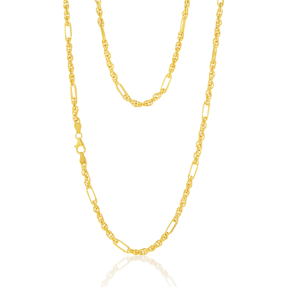 9ct Yellow Gold Silver Filled Fancy 60cm Chain