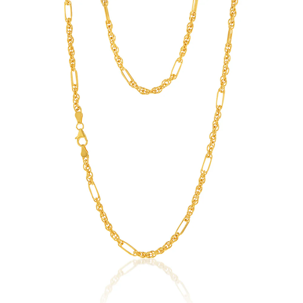 9ct Yellow Gold Silver Filled Fancy 70cm Chain