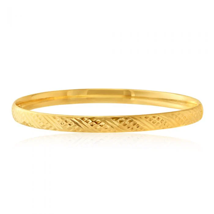 9ct Yellow Gold Silver Filled Fancy Bangle