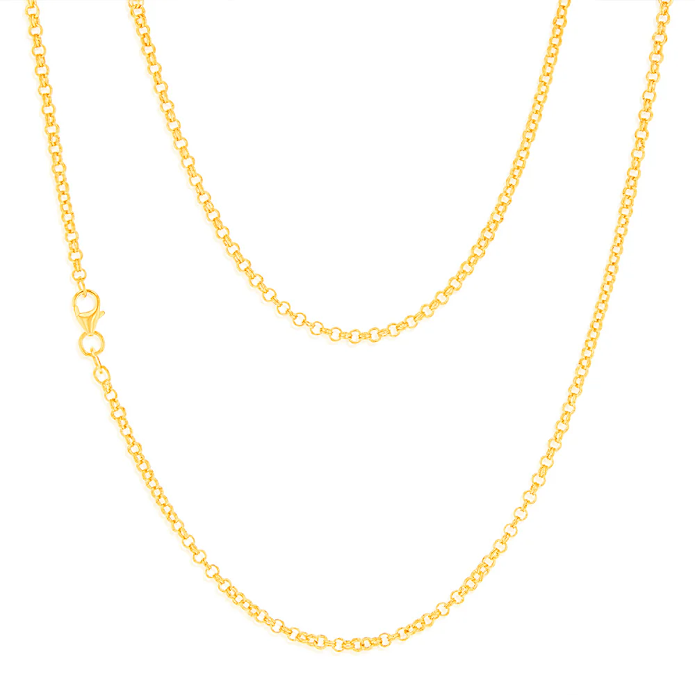 9ct Yellow Gold Silver Filled Fancy Belcher 50cm Chain