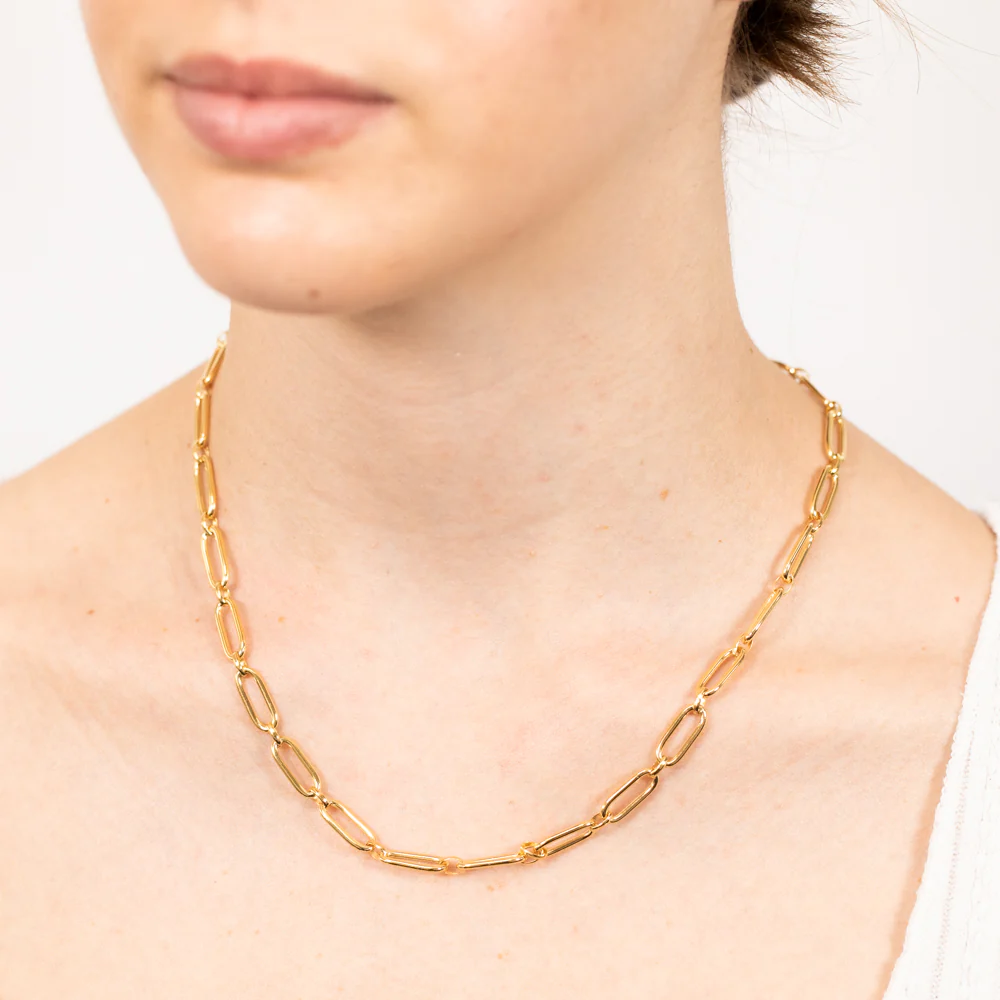 9ct Yellow Gold Silver Filled Fancy Elongated Link Belcher 45cm Chain - Image 3