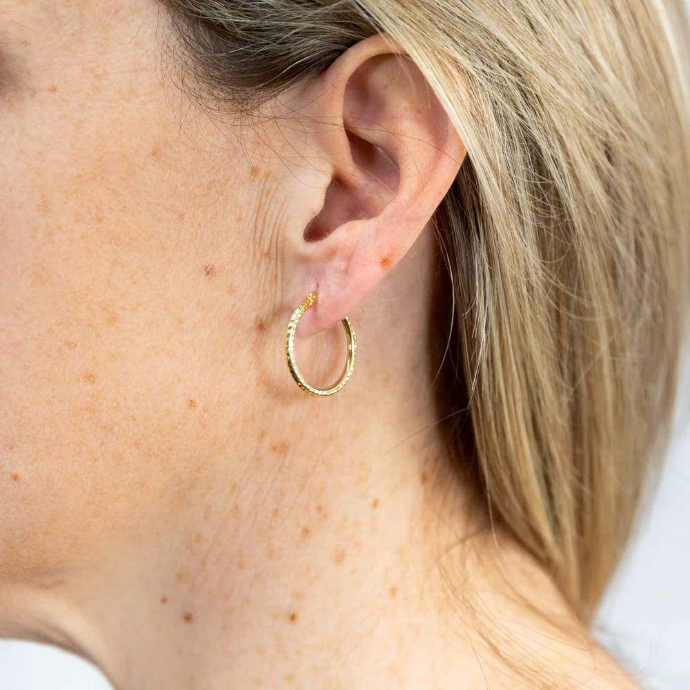 9ct Yellow Gold Silver Filled Fancy Hoop Earring - Image 2
