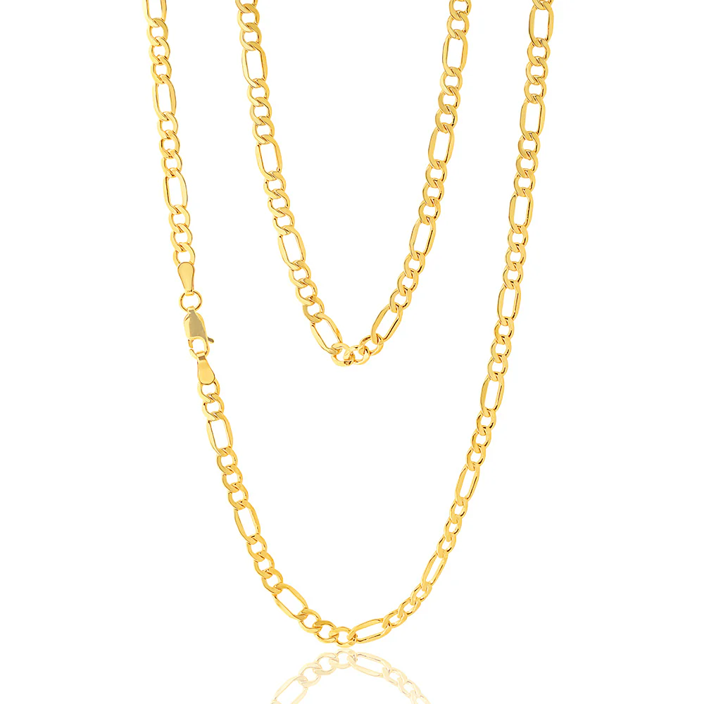 9ct Yellow Gold Silver Filled Figaro 100 Gauge 55cm Chain