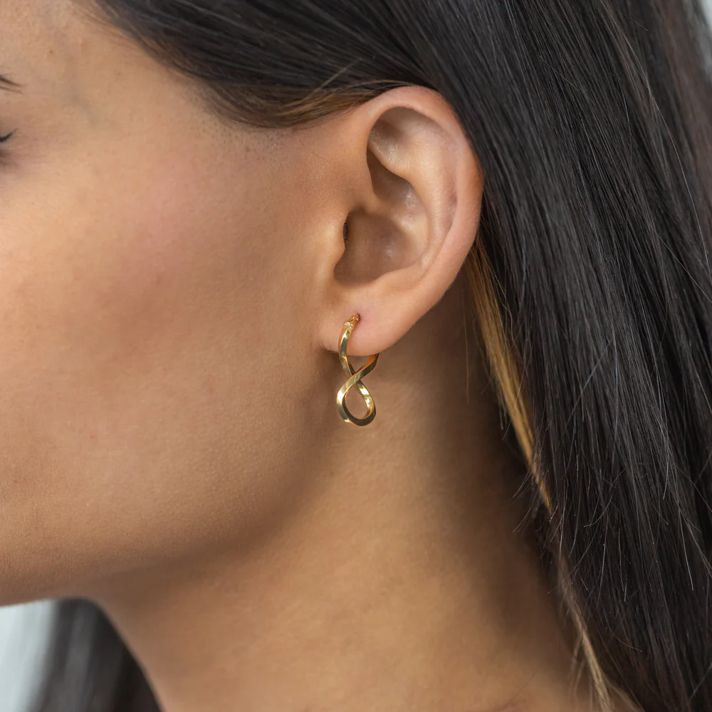 9ct Yellow Gold Silver Filled Figure 8 Hoop Earrings - Image 2