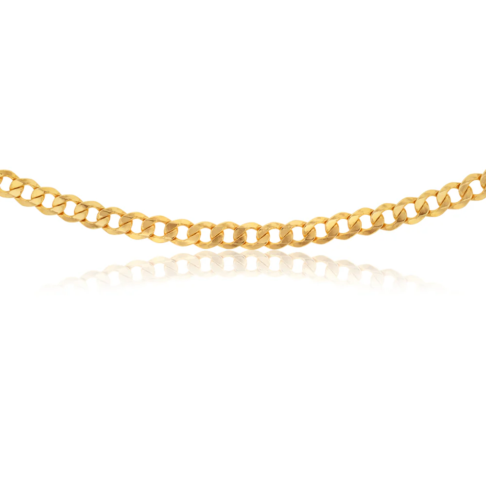 9ct Yellow Gold Silver Filled Flat curb 160 Gauge 55cm Chain - Image 3