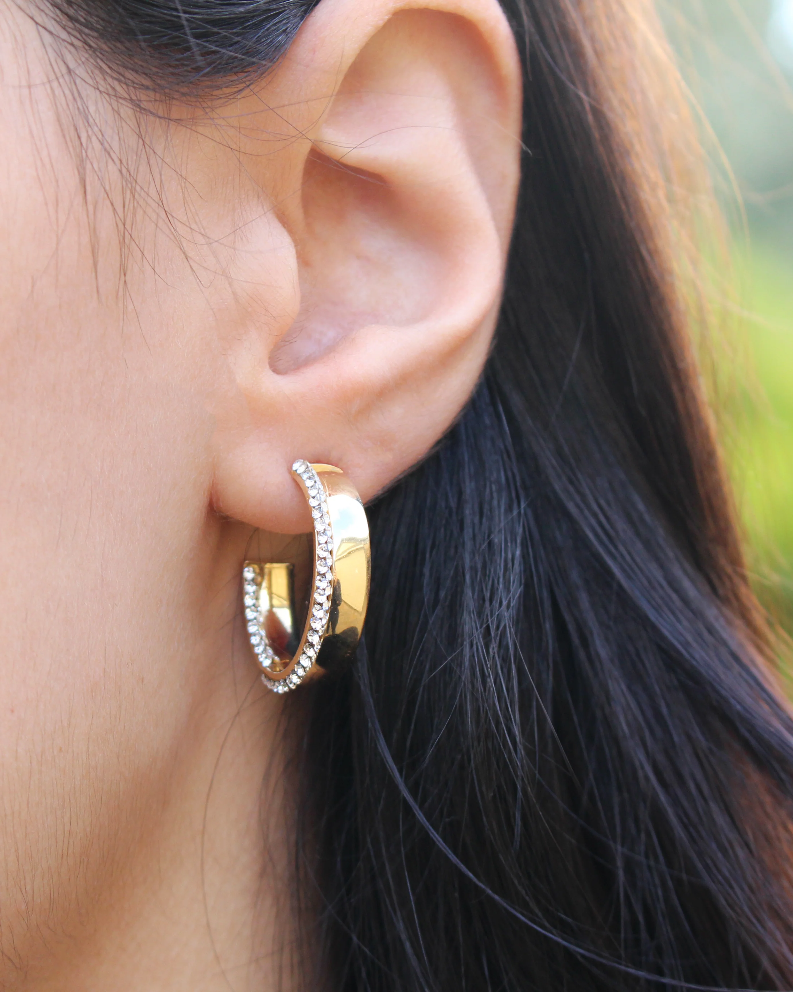 9ct Yellow Gold Silver Filled Half Hoop Earrings - Image 2