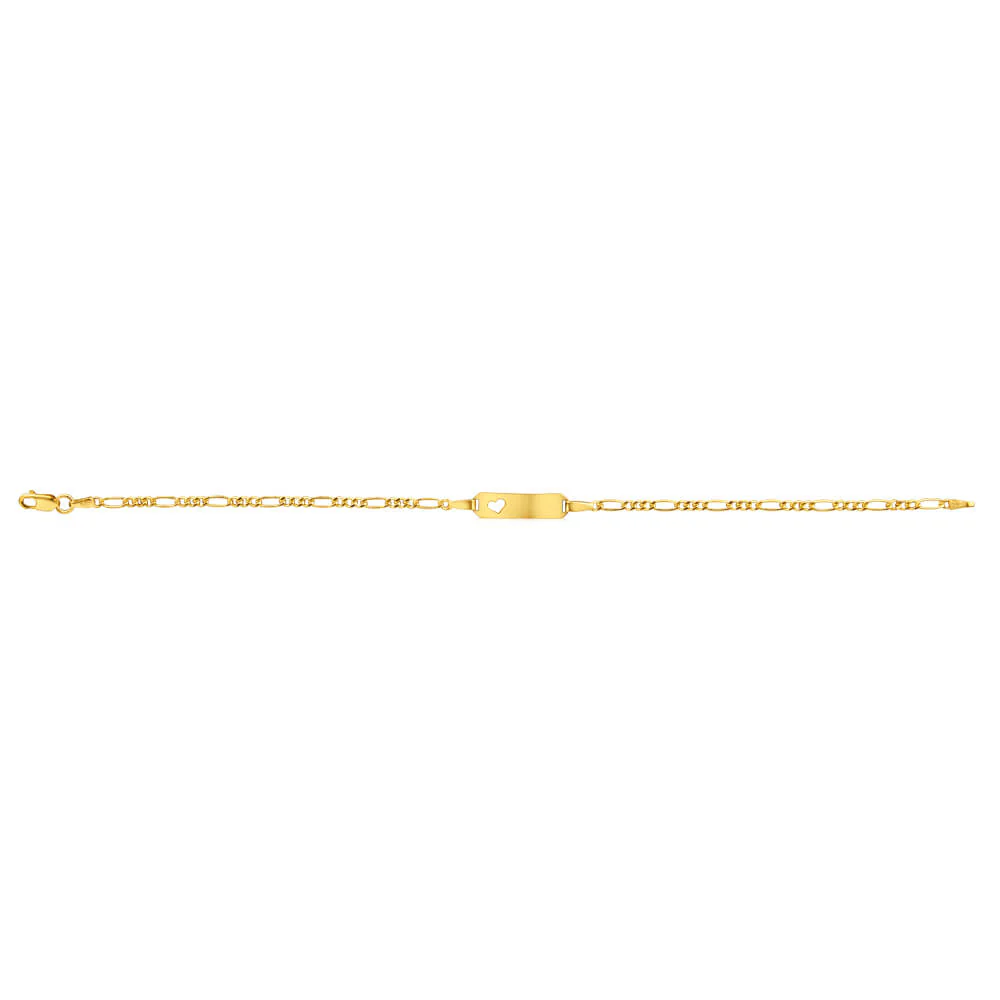 9ct Yellow Gold Silver Filled Heart 19cm Figaro Bracelet - Image 2