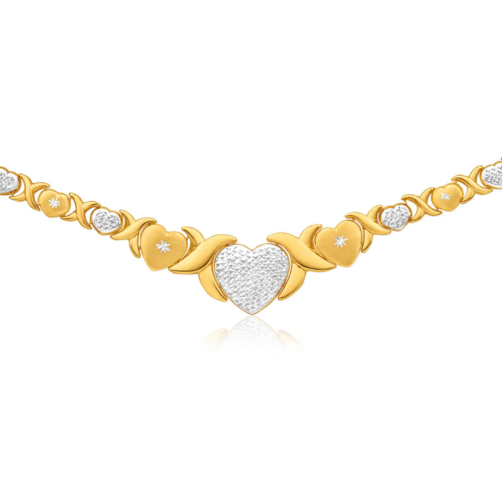 9ct Yellow Gold Silver Filled Heart 45cm Fancy Chain - Image 2