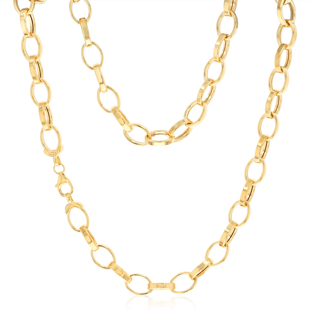 9ct Yellow Gold Silver Filled Hollow Belcher 45cm Chain