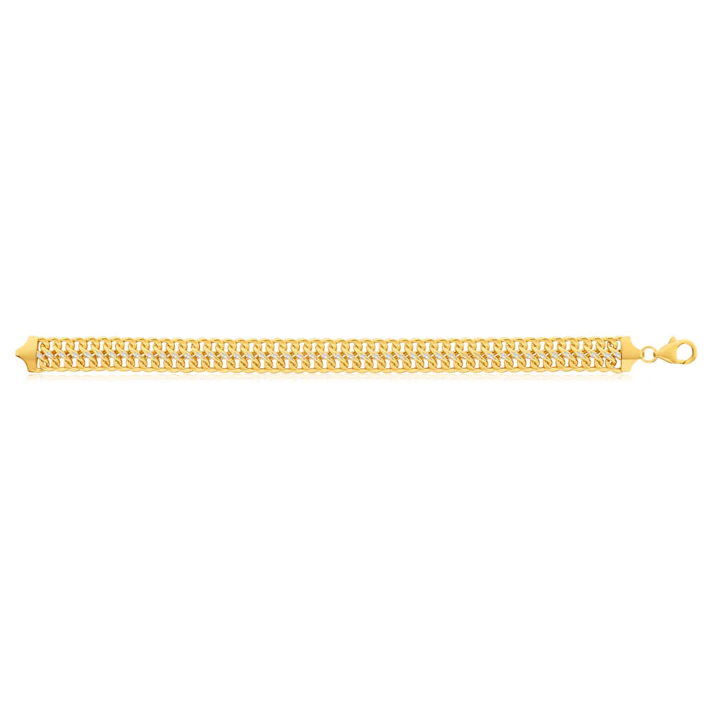 9ct Yellow Gold Silver Filled Mesh Figure 8 Two Tone 19cm Fancy Bracelet - Image 2