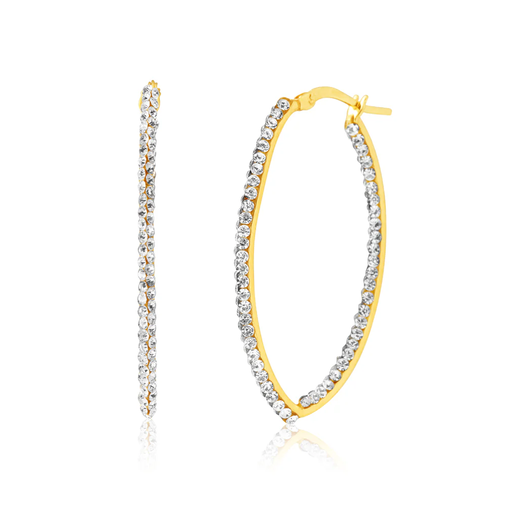 9ct Yellow Gold Silver Filled Oval Hoop Earrings