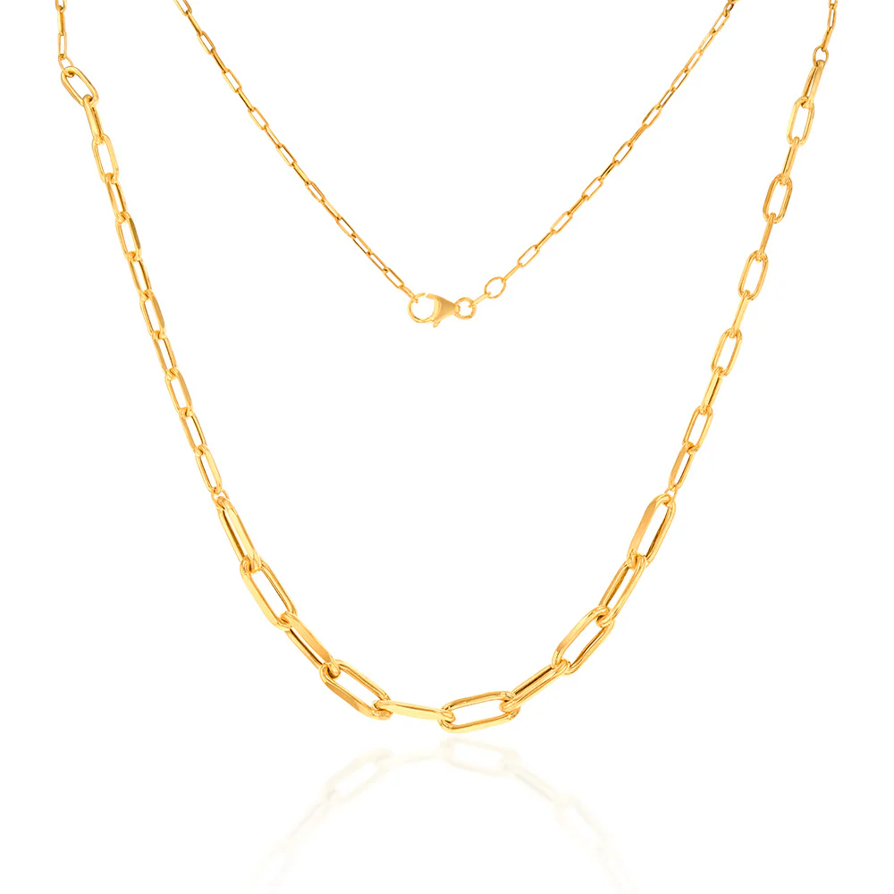 9ct Yellow Gold Silver Filled Paperclip Chain
