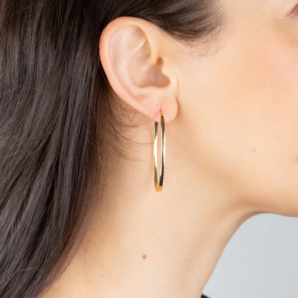 9ct Yellow Gold Silver Filled Plain Oval Hoop Earring - Image 2