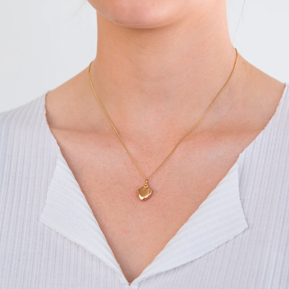 9ct Yellow Gold Silver Filled Plain Puff Heart Pendant - Image 2