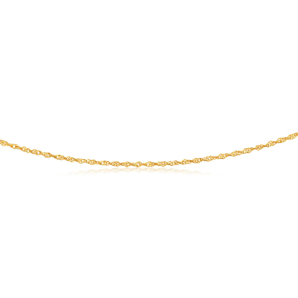 9ct Yellow Gold Silver Filled Singapore 45cm 30 Gauge Chain - Image 2
