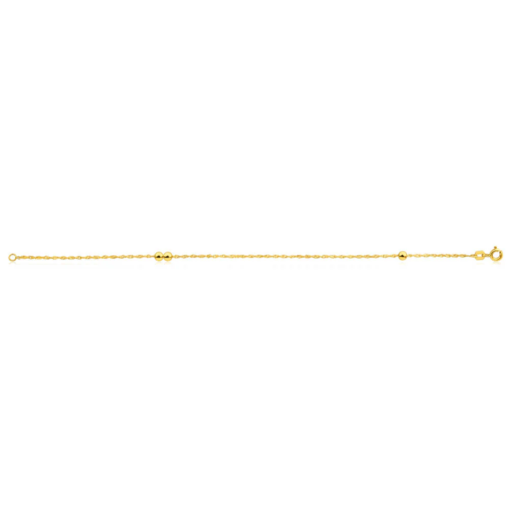 9ct Yellow Gold Silver Filled Singapore Ball 19cm Bracelet - Image 2