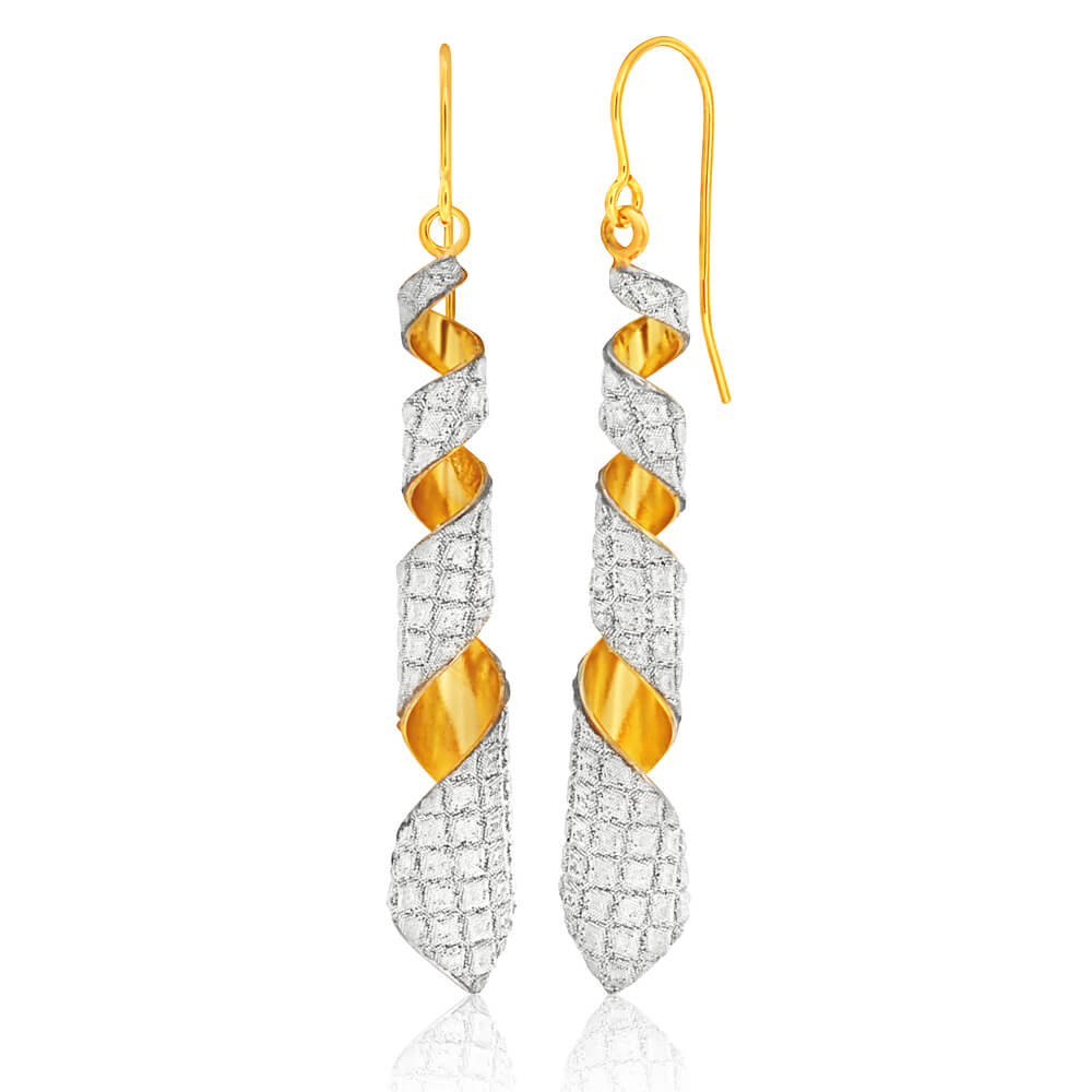 9ct Yellow Gold Silver Filled Stardust Twistied Drops Earrings